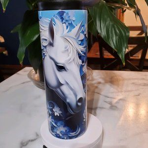 White Horse 3D Art 20oz Tumbler with duo lids 🎉sale